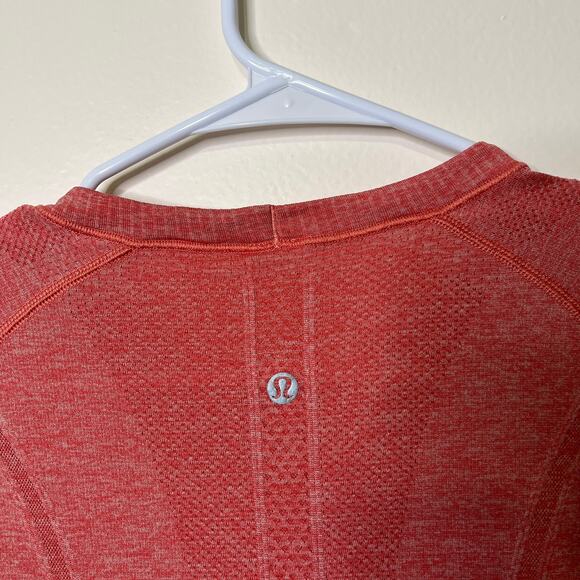 Lululemon Swiftly Tech Athletic Top Red Coral Sz 6 Long Sleeve Yoga Running - Picture 4 of 8